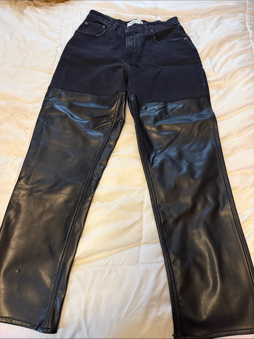 Abercrombie & Fitch Black Two-Tone Straight Leg Jeans